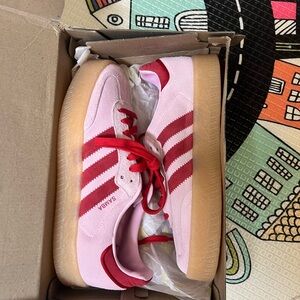Adidas Kids Pink and Red Samba Sneakers